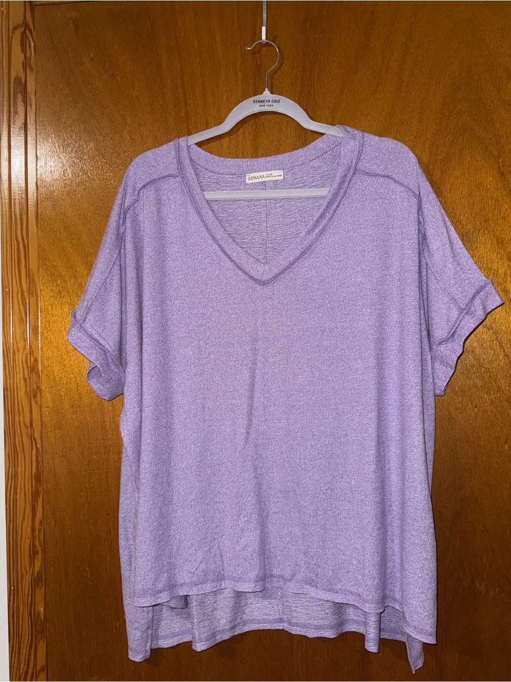 Zenana Outfitters Lavender V-Neck Short Sleeve Tee